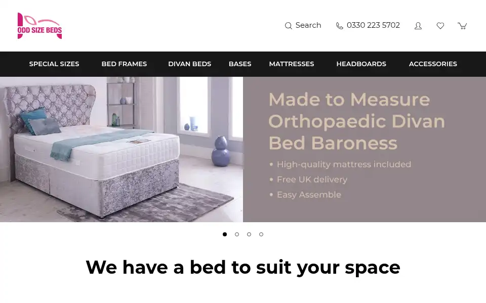 Screenshot of oddsizebeds.co.uk