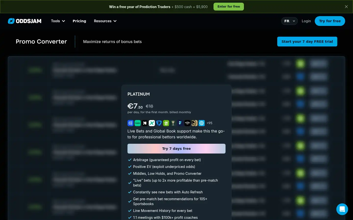 Screenshot of oddsjam.com