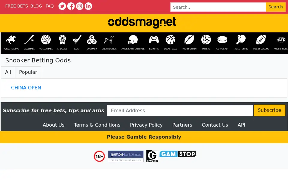Screenshot of oddsmagnet.com