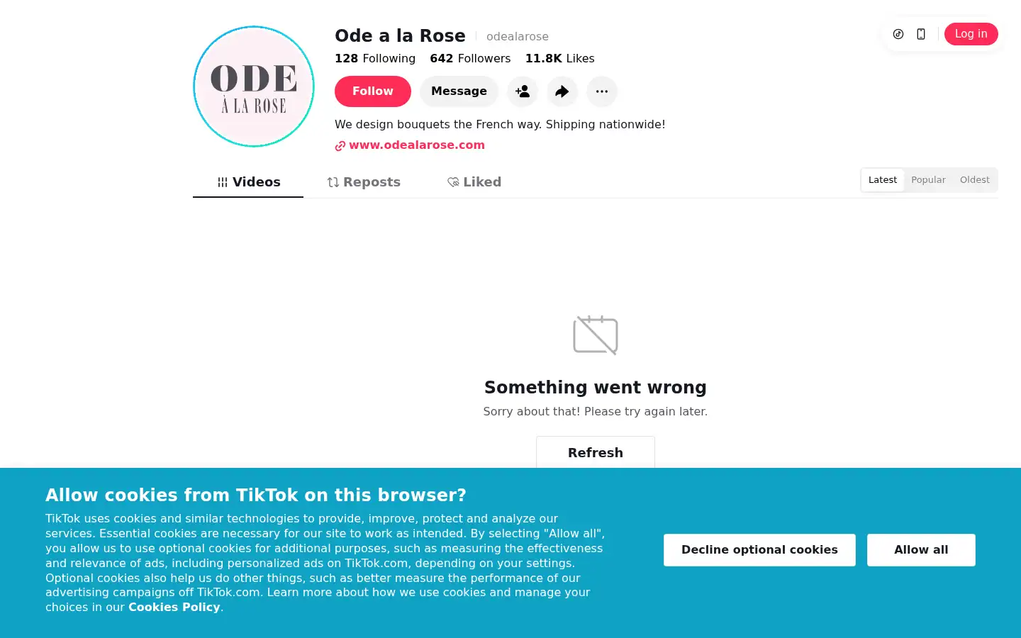 Screenshot of odealarose.com