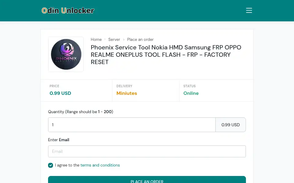 Screenshot of odinunlocker.com