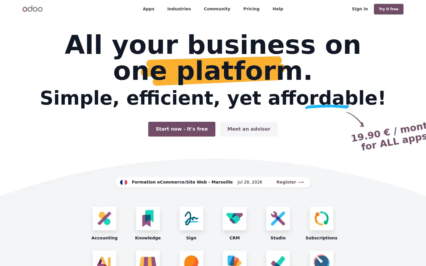 Screenshot of odoo.com
