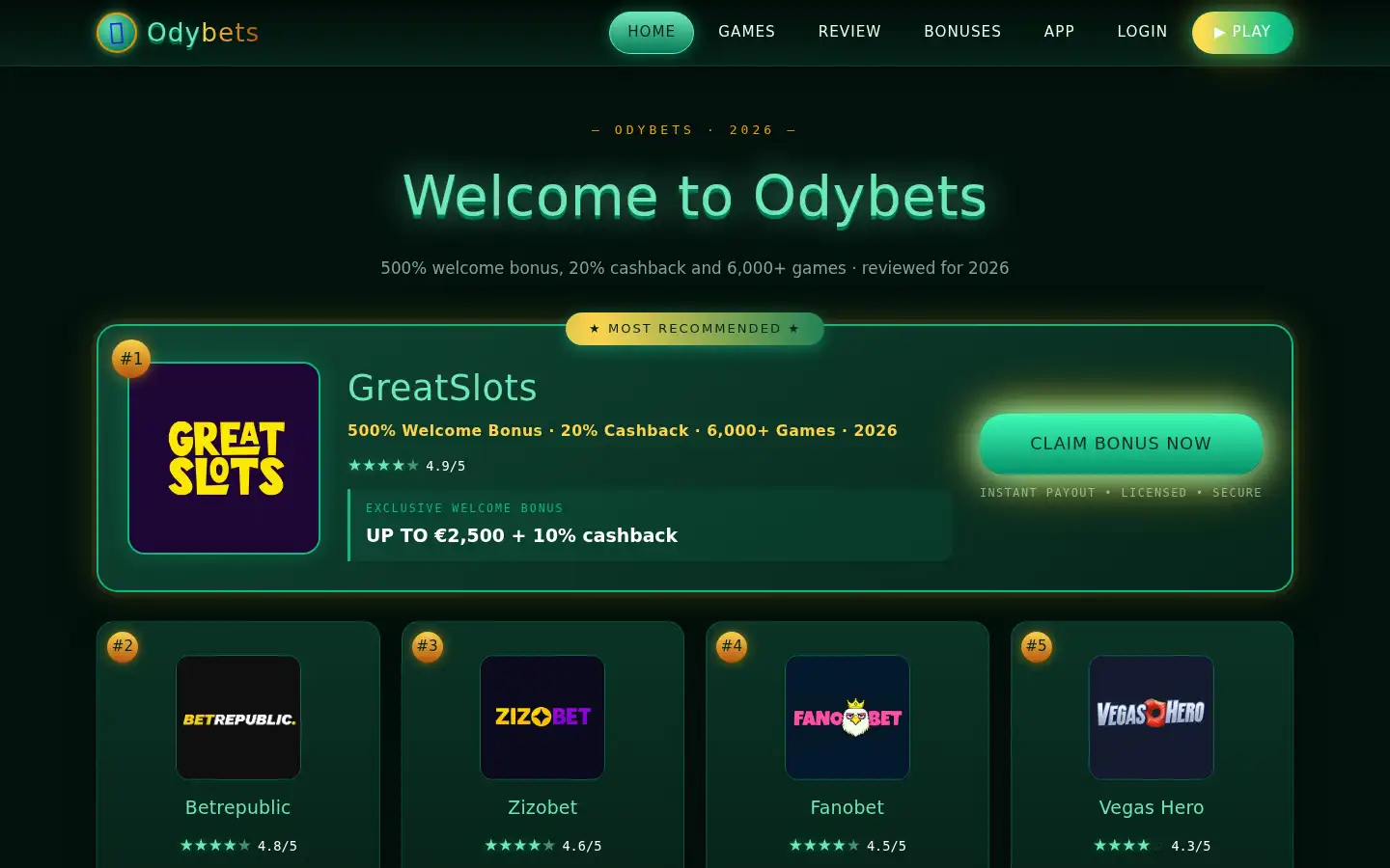 Screenshot of odybets.pro