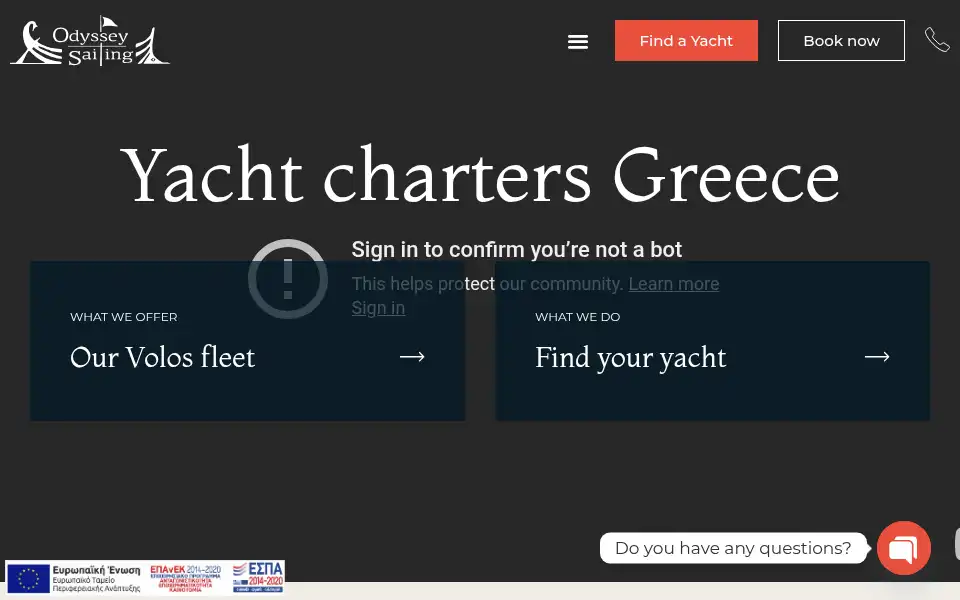 Screenshot of odysseysailing.gr