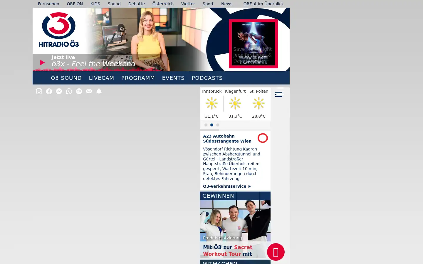 Screenshot of oe3.orf.at