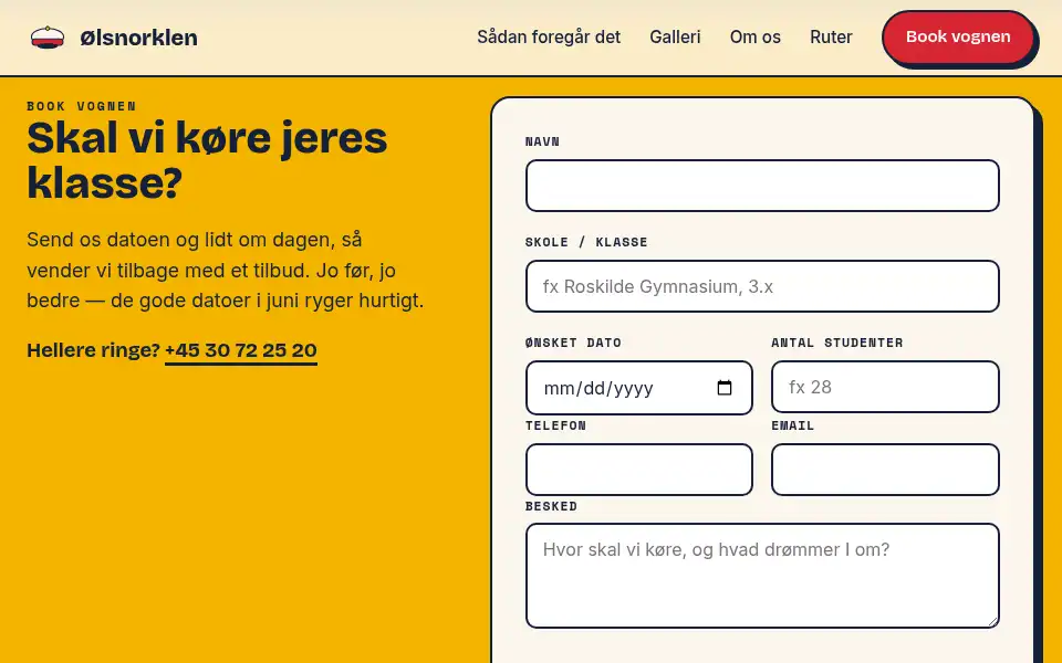 Screenshot of oelsnorklen.dk