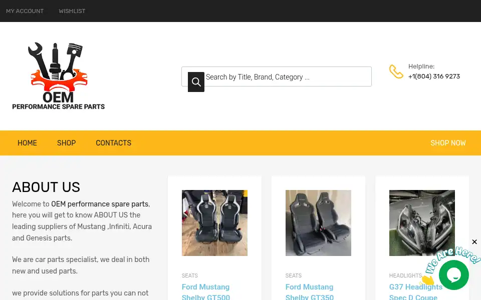 Screenshot of oemperformancespareparts.com