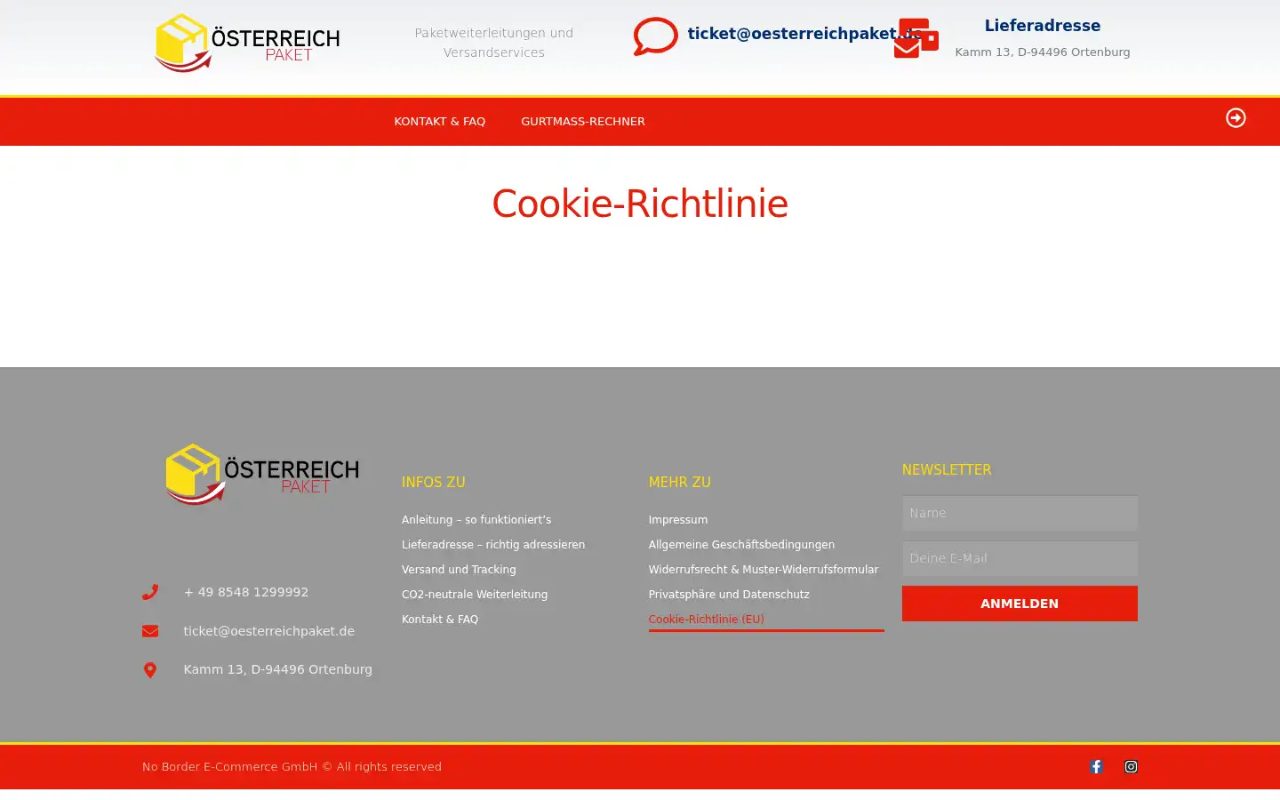 Screenshot of oesterreichpaket.de