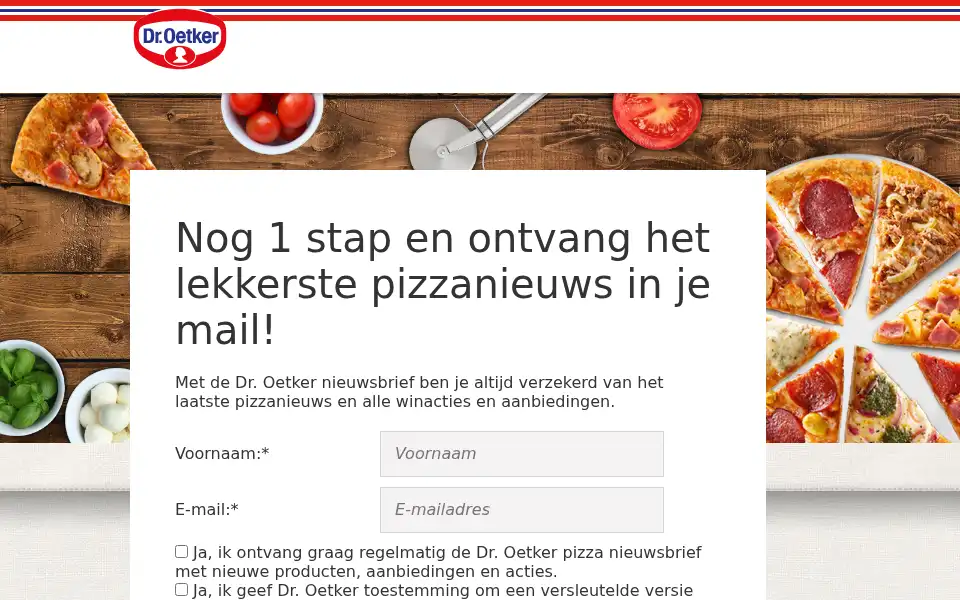 Screenshot of oetkerpizza.nl