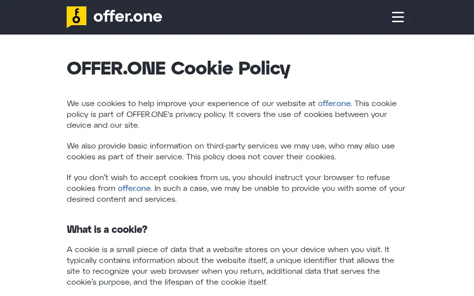 Screenshot of offer.one