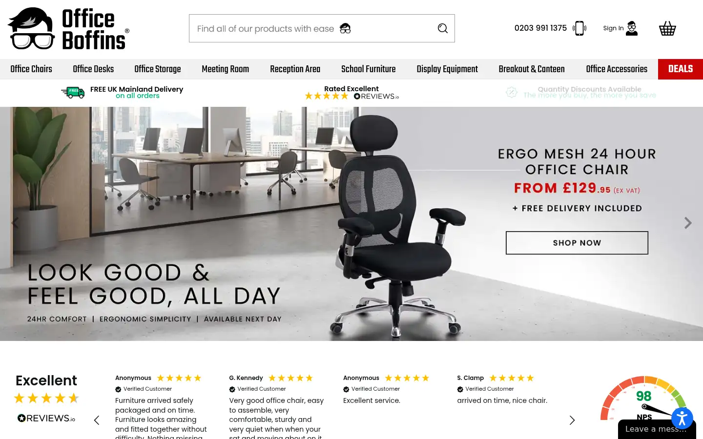 Screenshot of officeboffins.co.uk