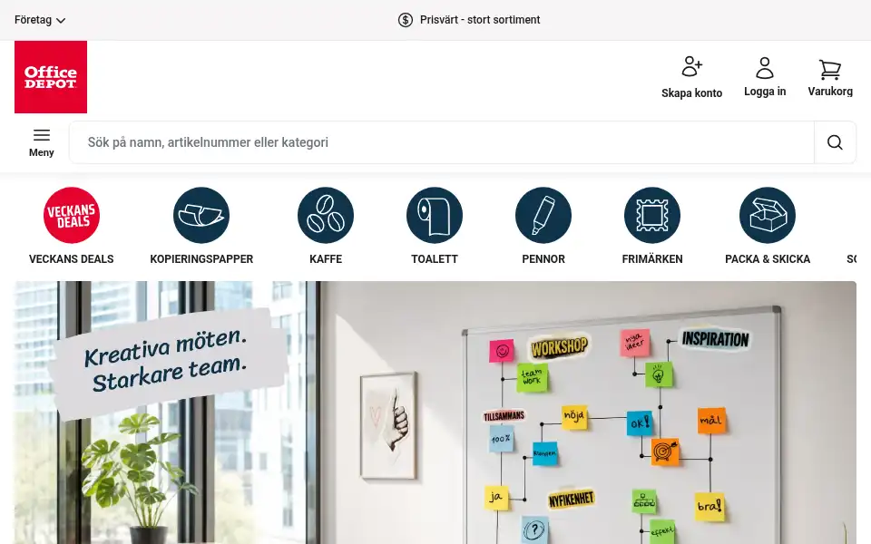 Screenshot of officedepot.se