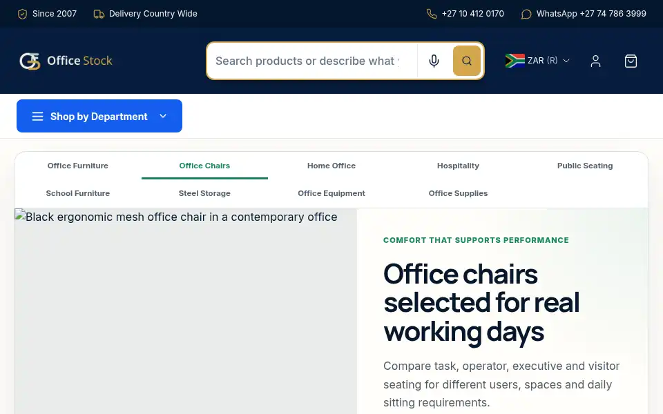Screenshot of officestock.co.za