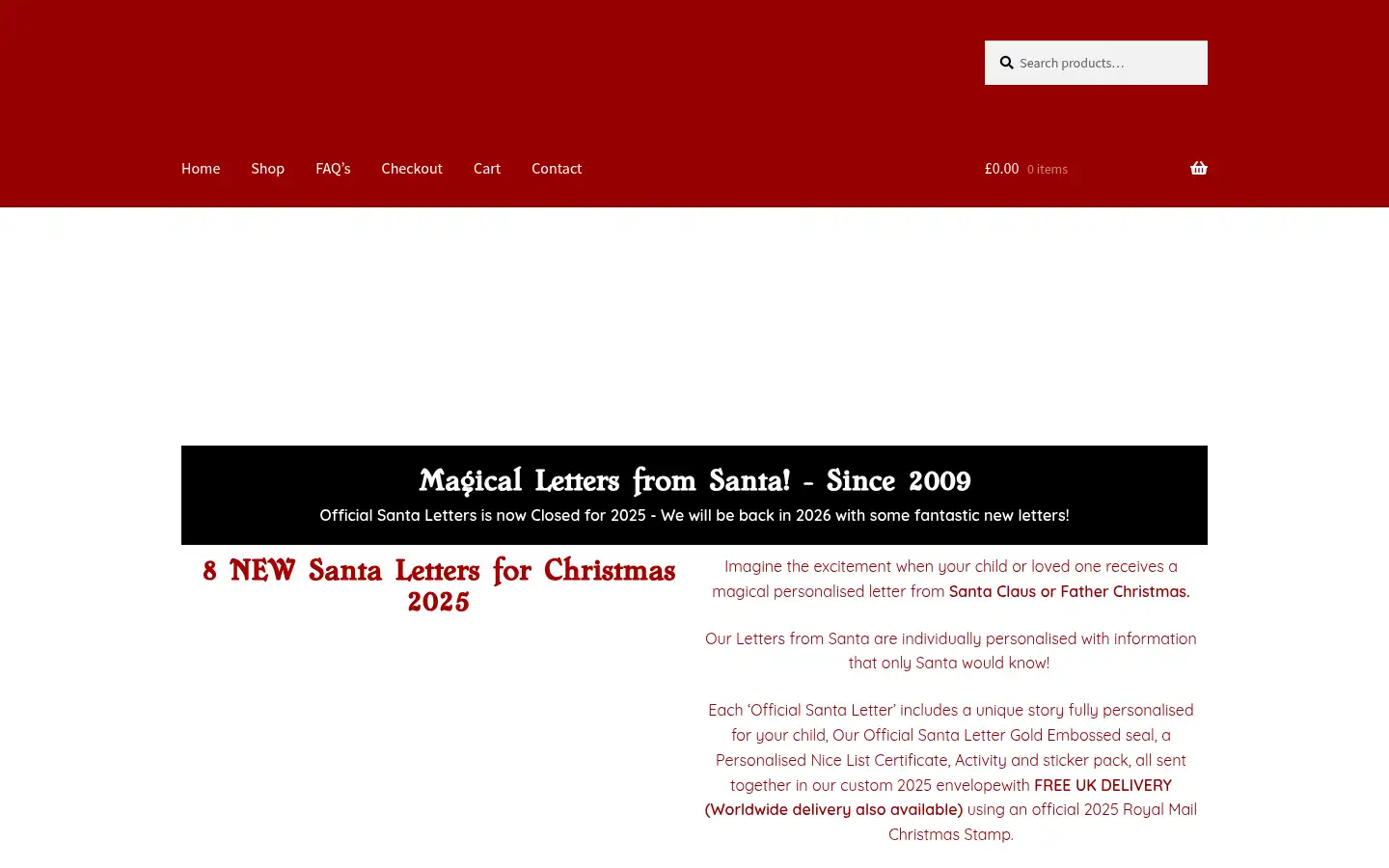 Screenshot of official-santa-letters.co.uk