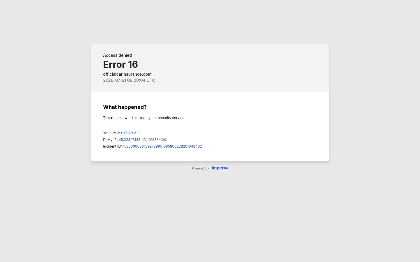Screenshot of officialcarinsurance.com