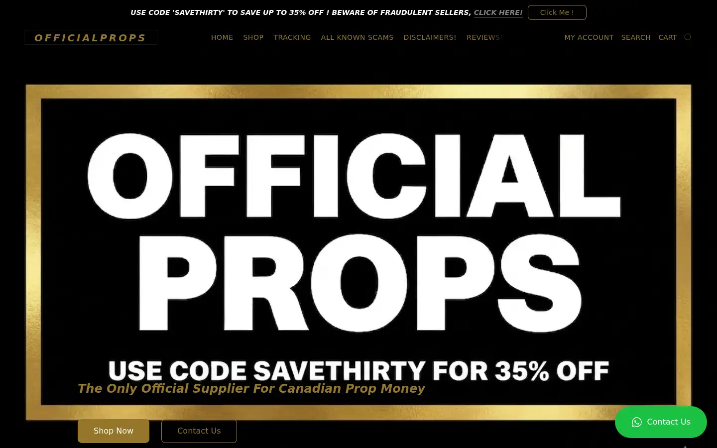 Screenshot of officialprops.ca