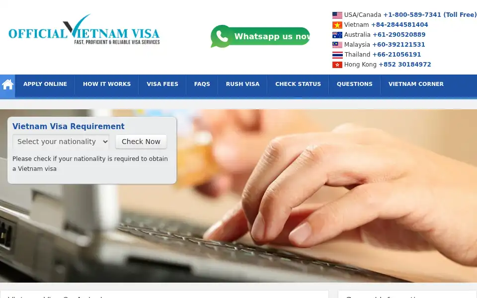 Screenshot of officialvietnamvisa.com