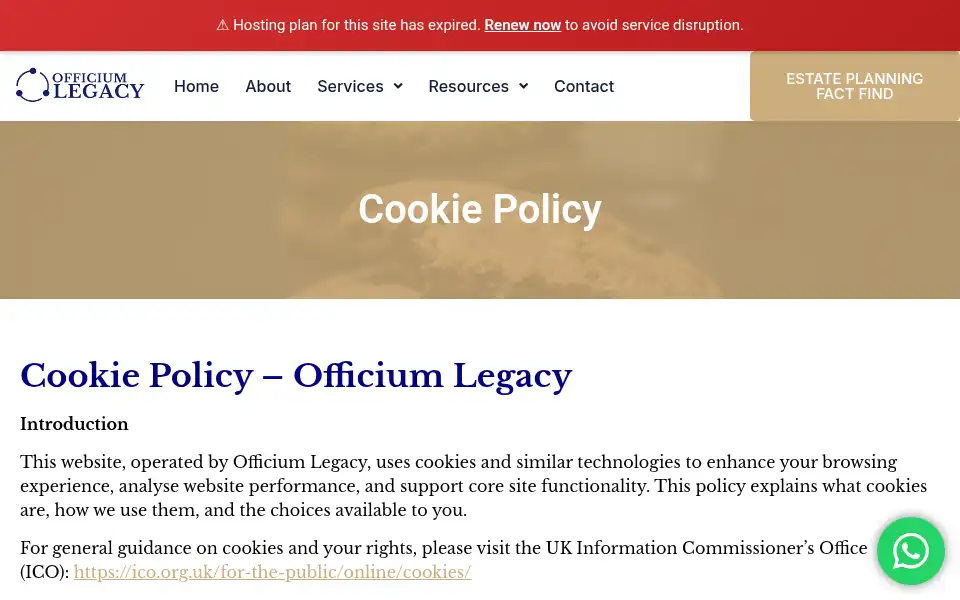 Screenshot of officiumlegacy.uk