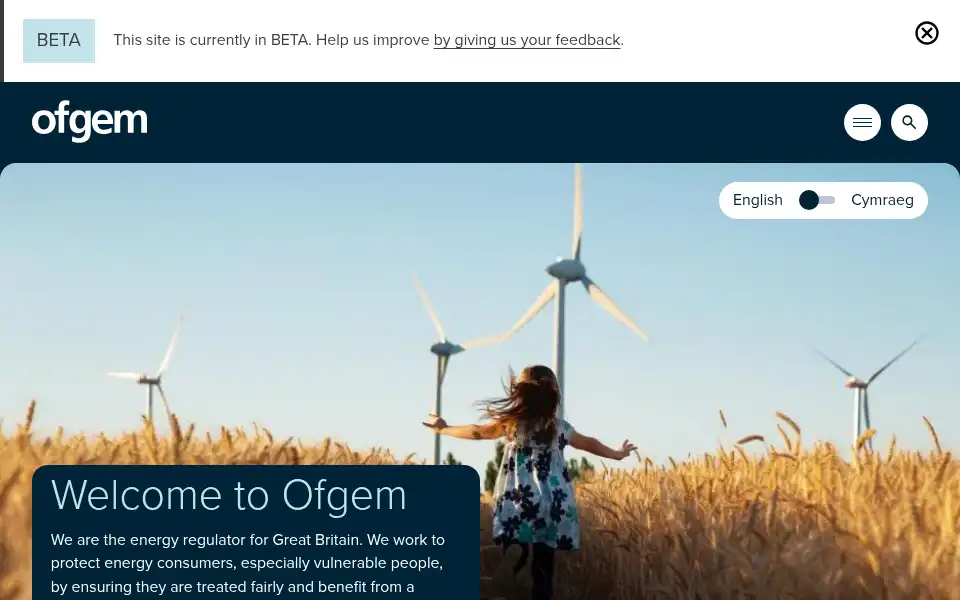 Screenshot of ofgem.com