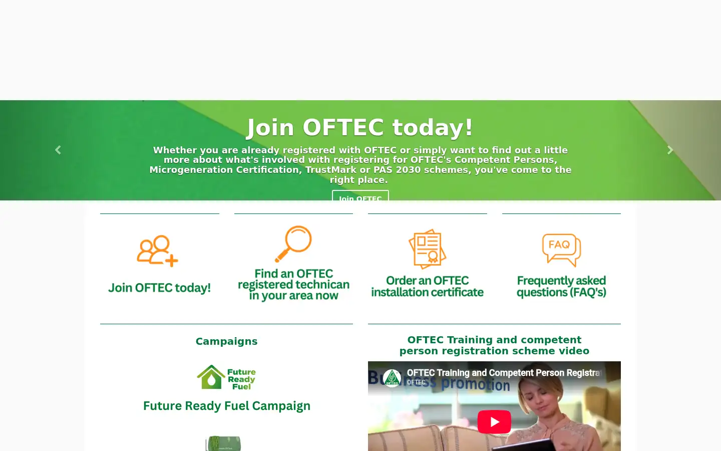 Screenshot of oftec.org