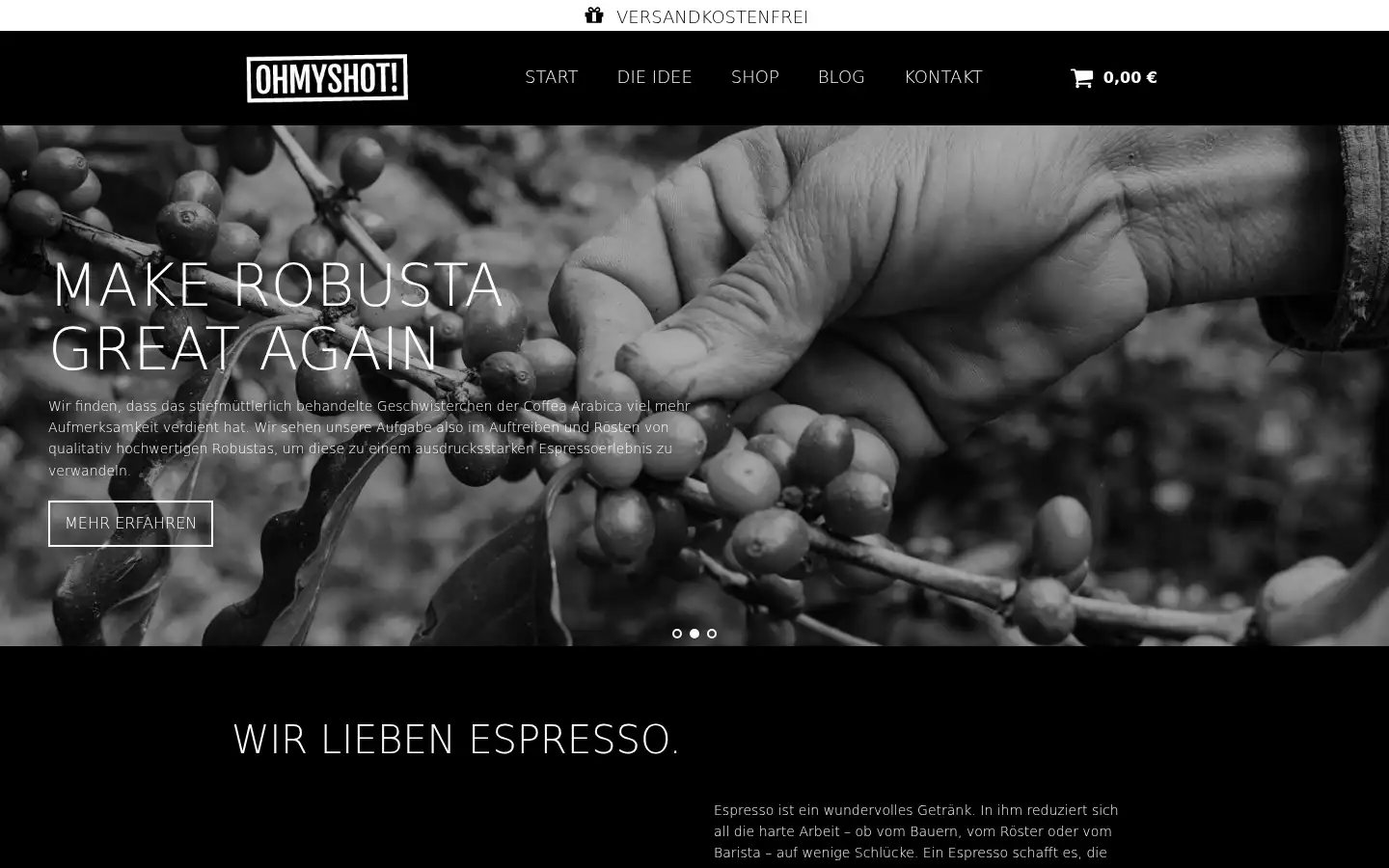 Screenshot of ohmyshot.coffee