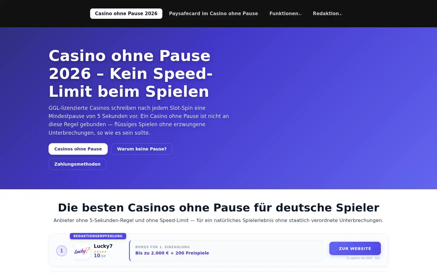 Screenshot of ohnepausecasino.com