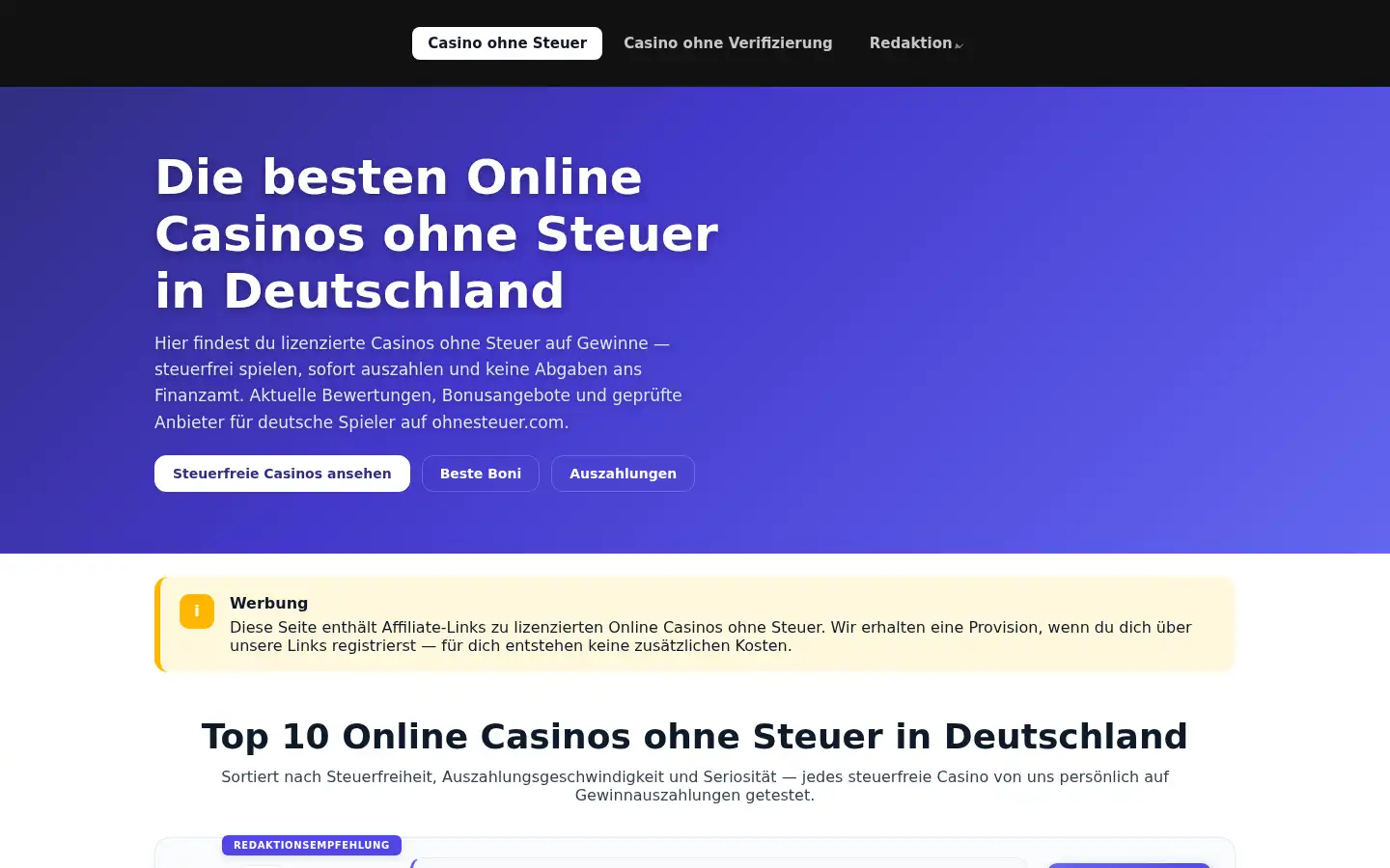 Screenshot of ohnesteuer.com