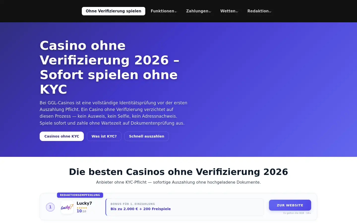 Screenshot of ohneverifizierungcasino.com