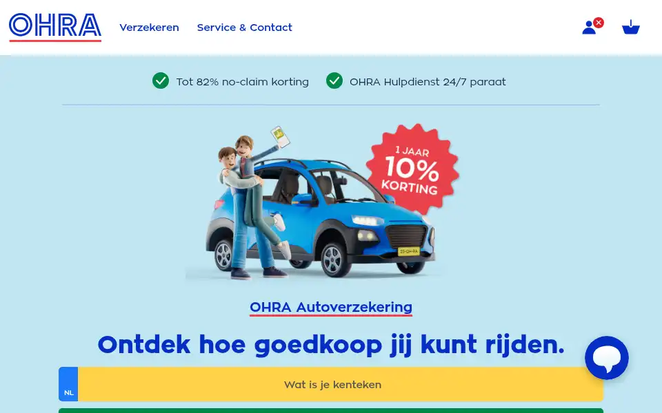 Screenshot of ohra.nl