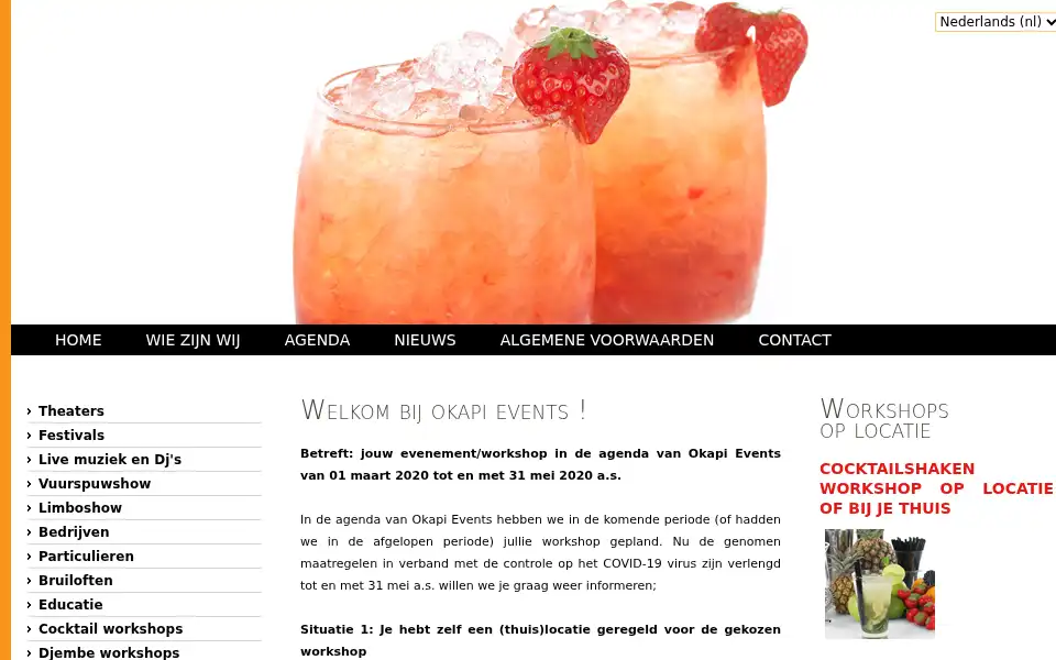 Screenshot of okapi-events.com