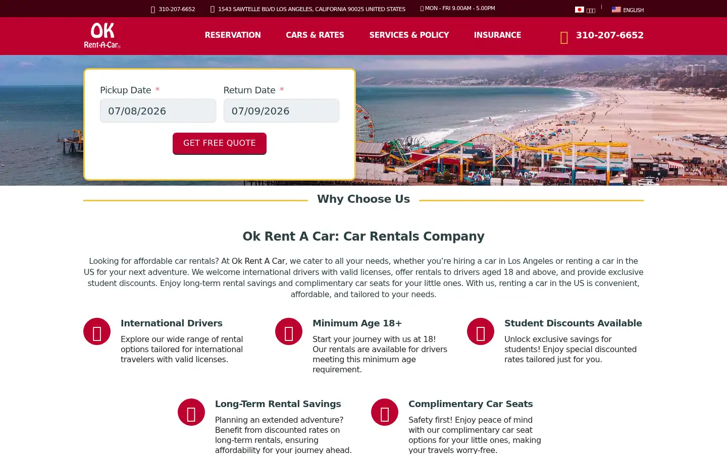 Screenshot of okrentacar.com