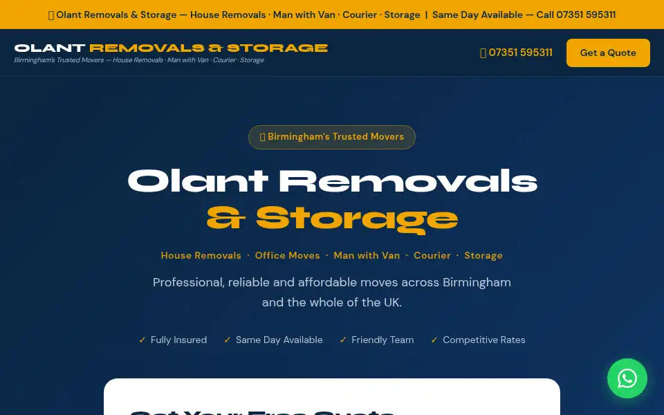 Screenshot of olantremovals.co.uk