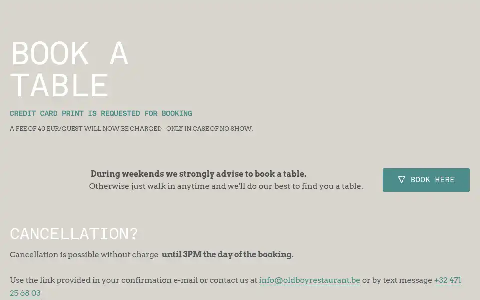 Screenshot of oldboyrestaurant.be