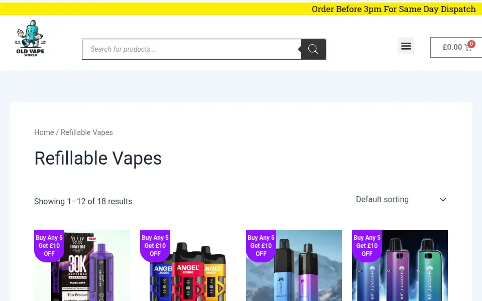 Screenshot of oldvapeworld.co.uk
