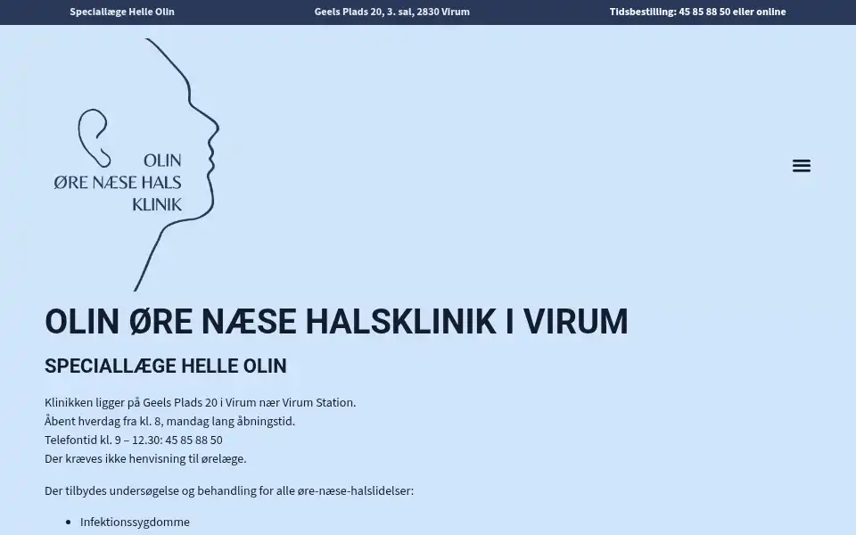 Screenshot of olinklinik.dk