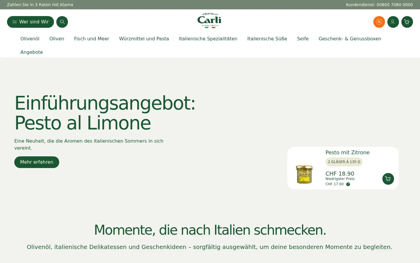 Screenshot of oliocarli.ch
