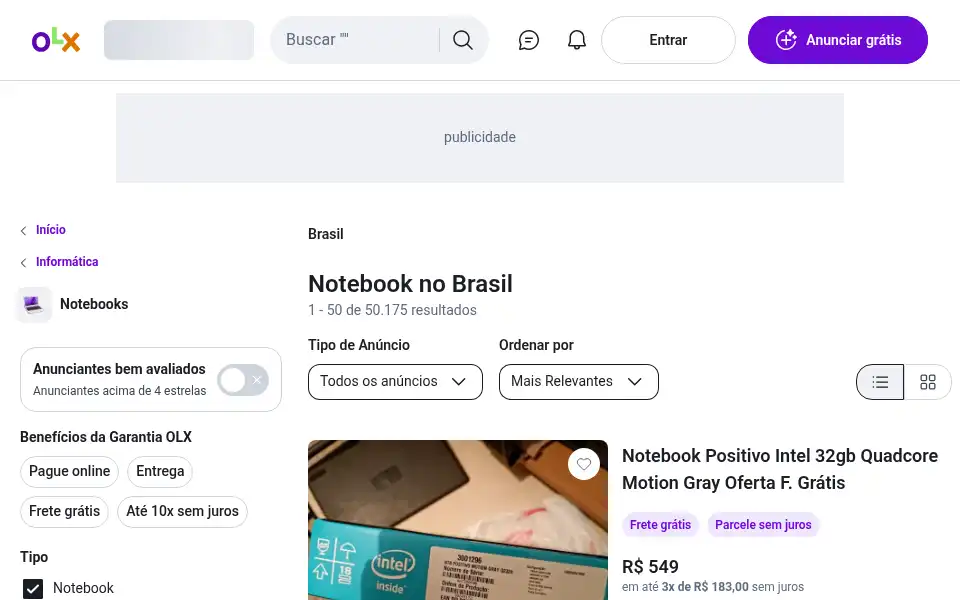 Screenshot of olx.com.br