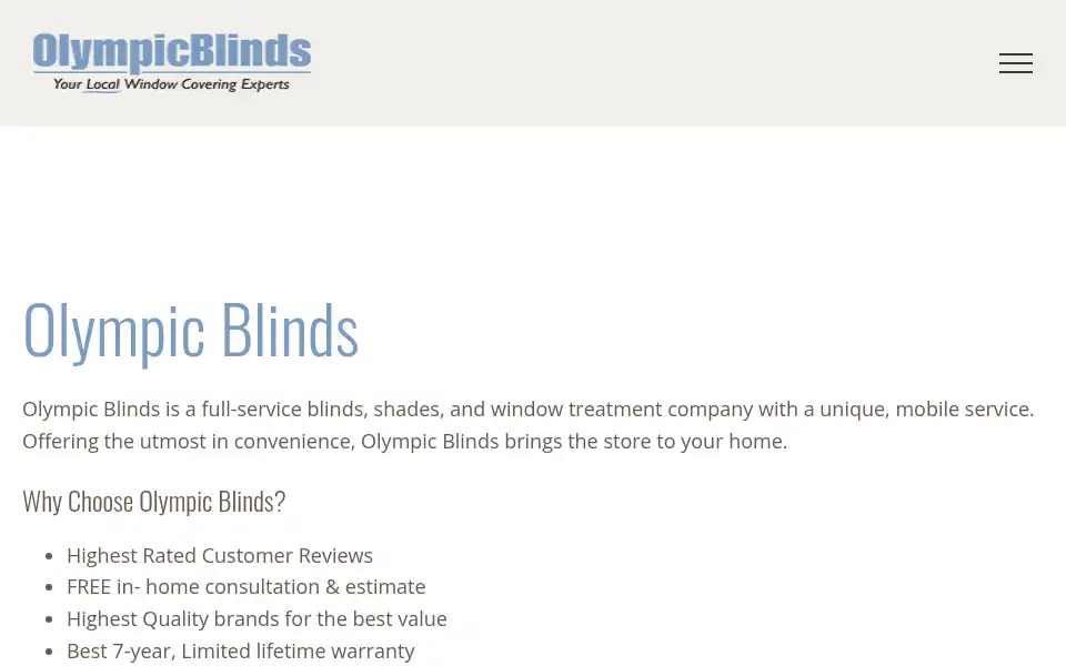 Screenshot of olympicblinds.com