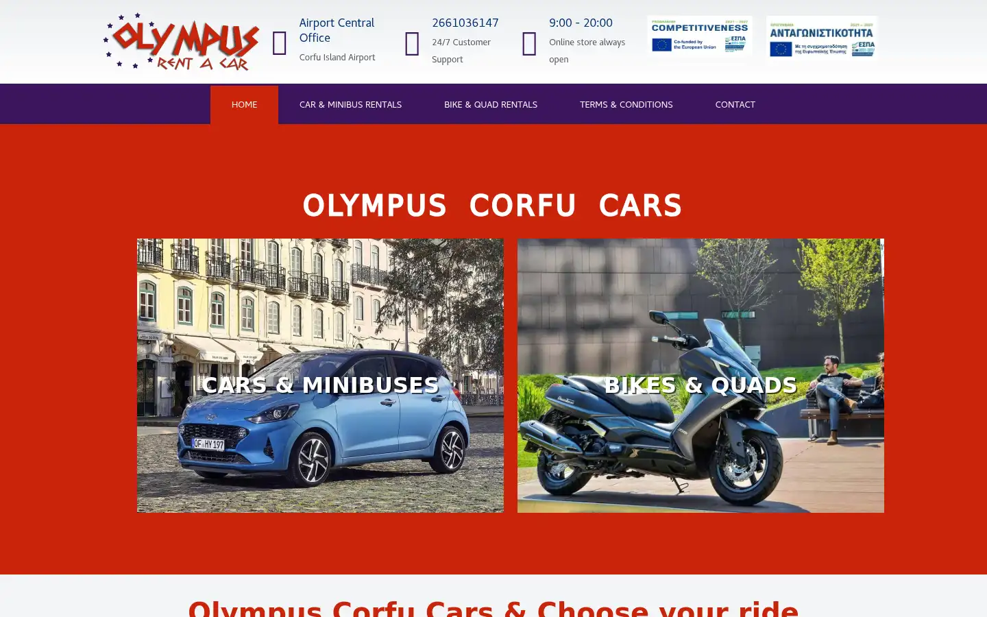 Screenshot of olympuscorfucars.com