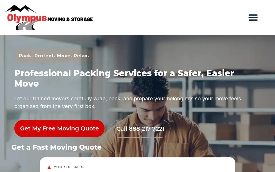 Screenshot of olympusmoving.com