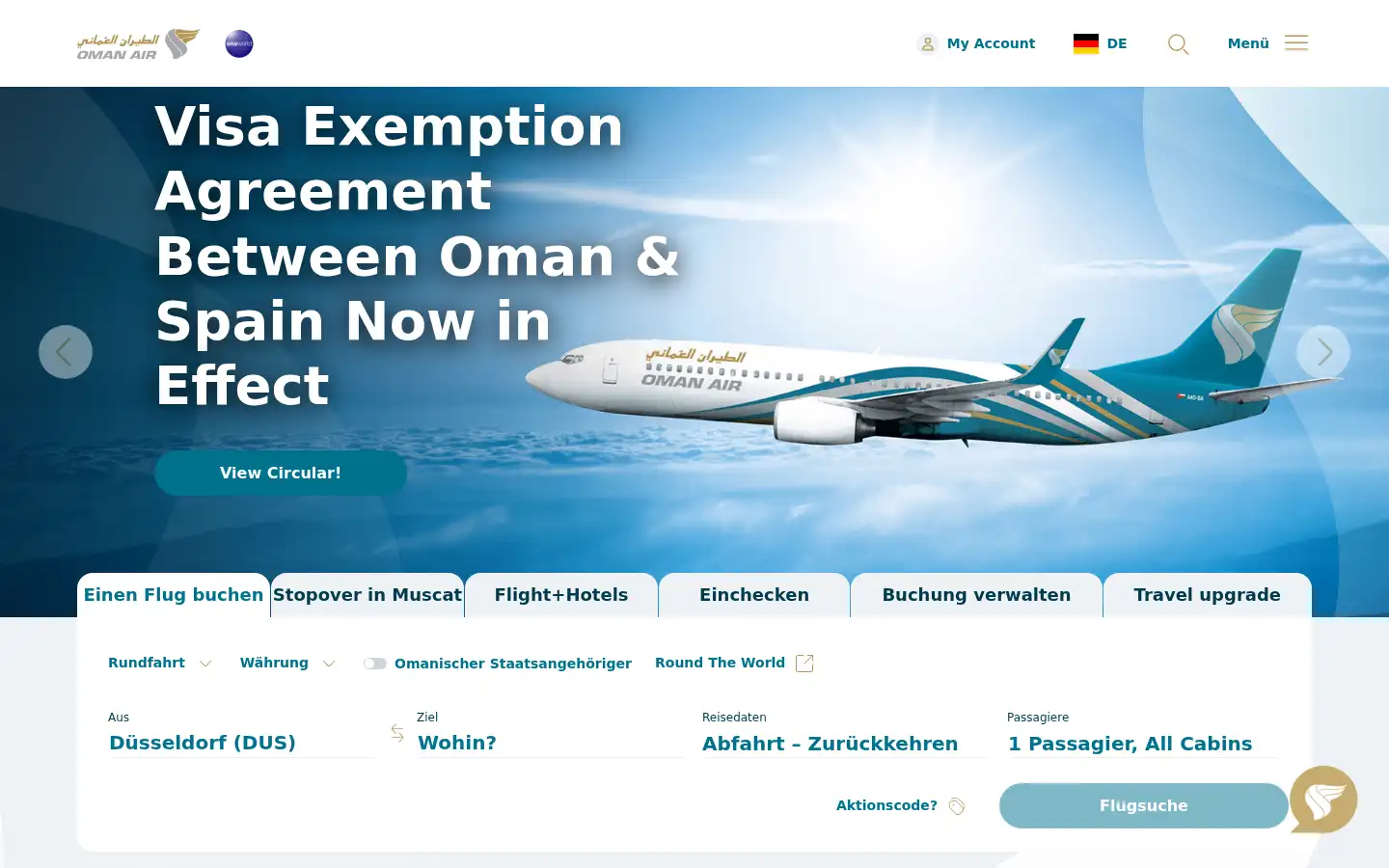 Screenshot of omanair.com