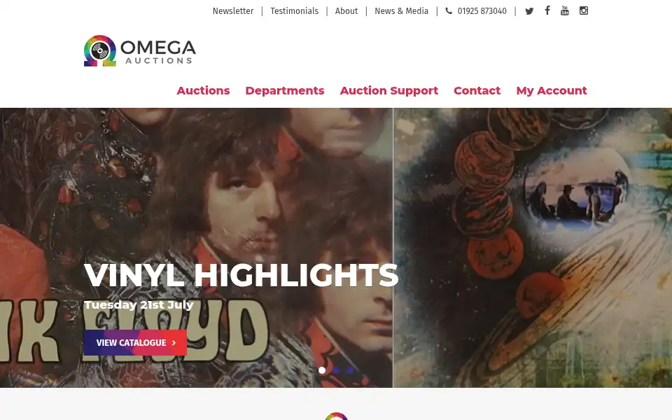 Screenshot of omegaauctions.co.uk