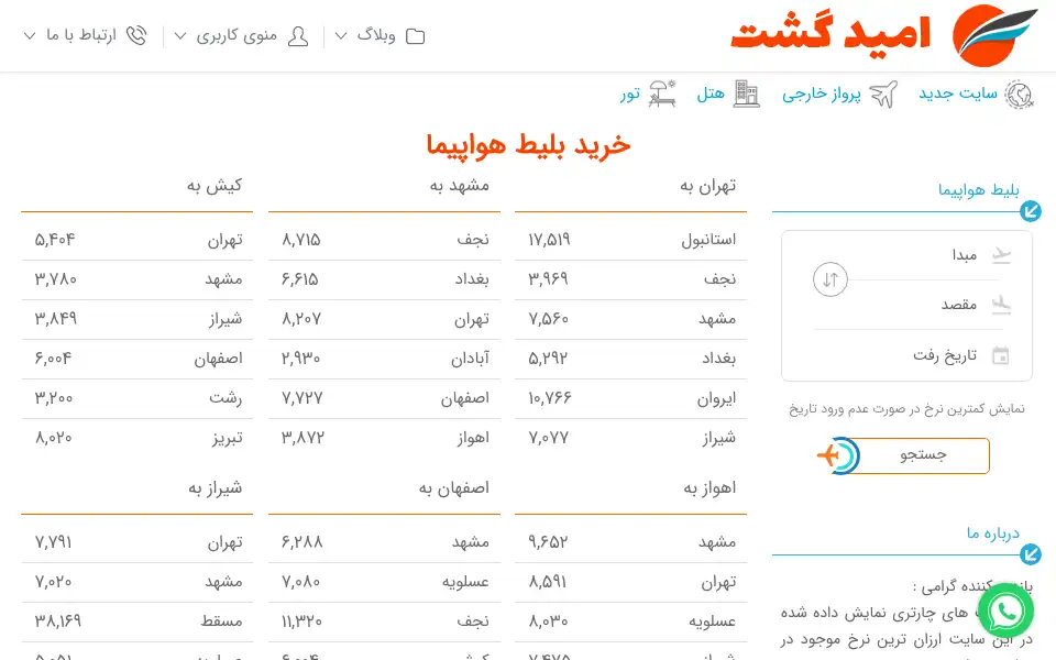 Screenshot of omidgasht.ir