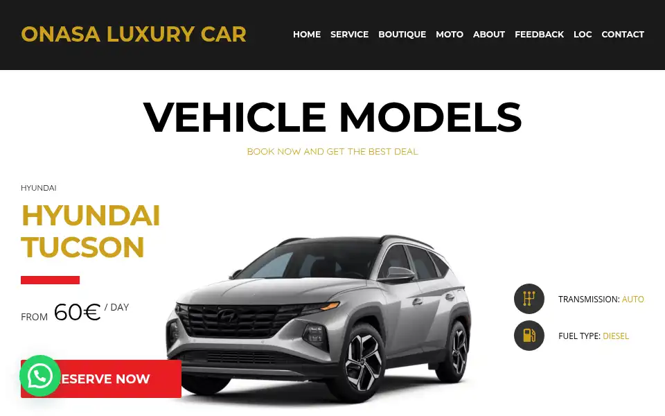 Screenshot of onasaluxurycar.com