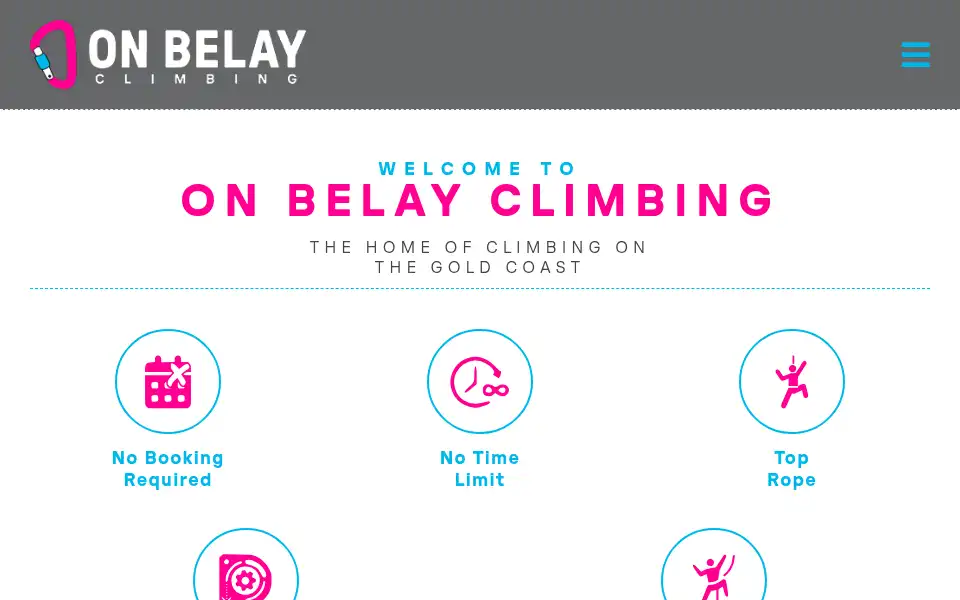 Screenshot of onbelayclimbing.com.au