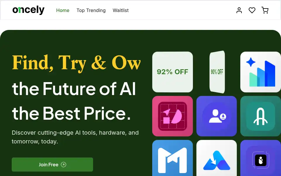 Screenshot of oncely.ai