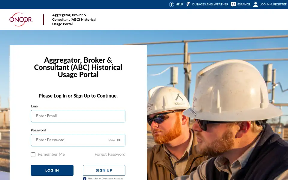 Screenshot of oncor.com