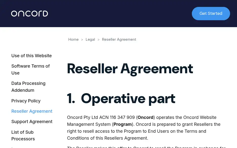 Screenshot of oncord.com