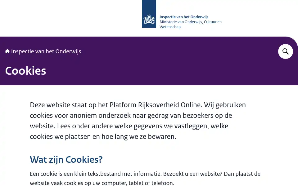 Screenshot of onderwijsinspectie.nl