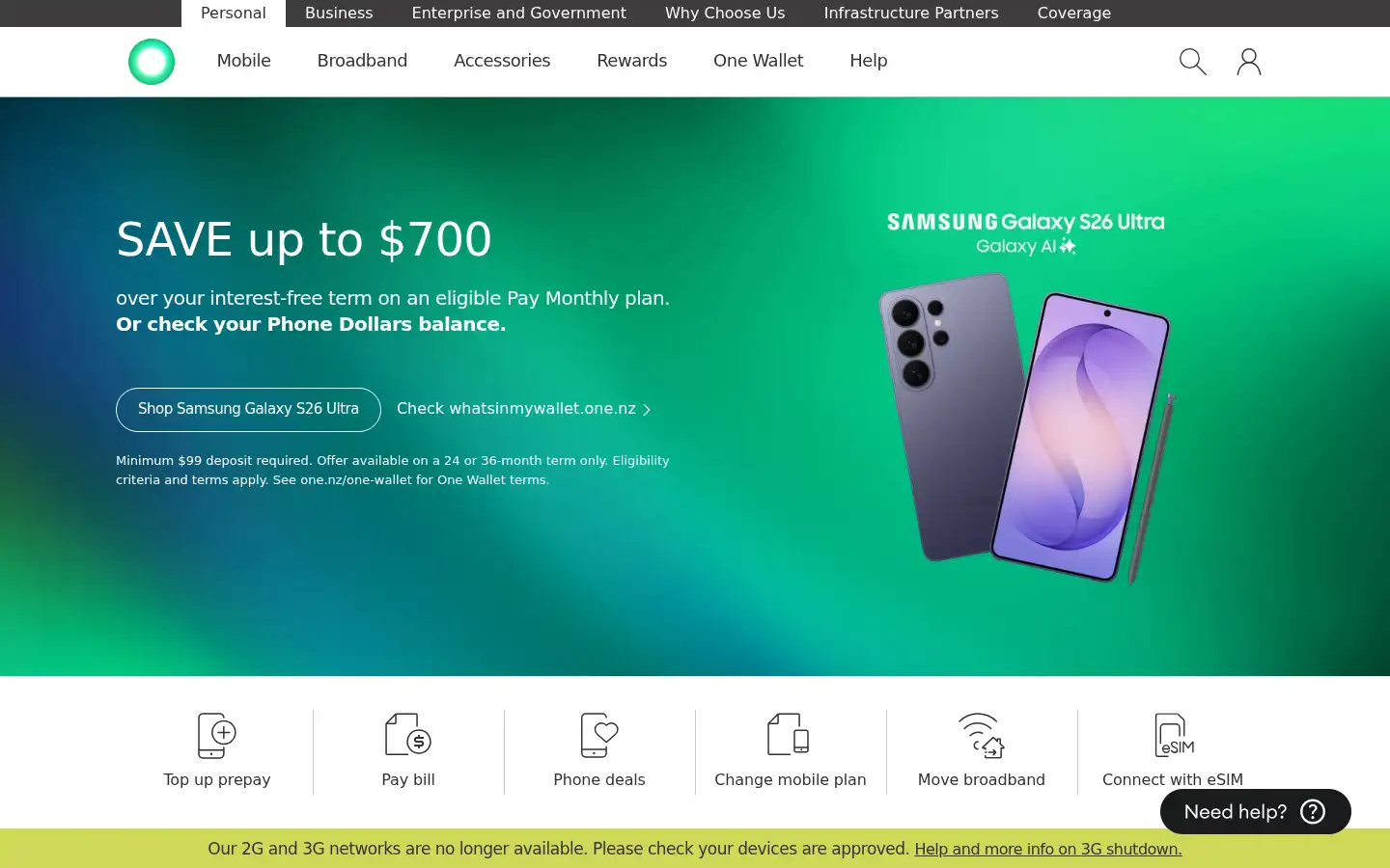 Screenshot of one.nz